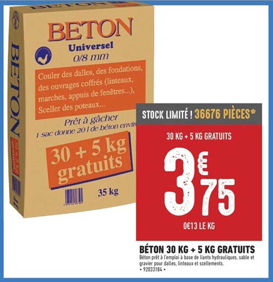 béton 30 kg + 5 kg gratuits