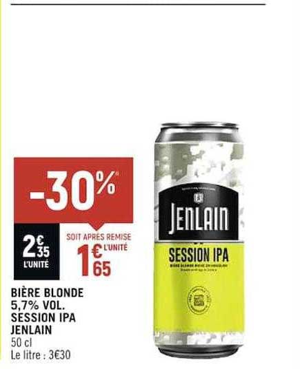 bière blonde 5,7% vol. session ipa jenlain