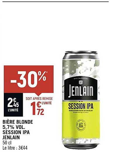 bière blonde 5,7% vol. session ipa jenlain