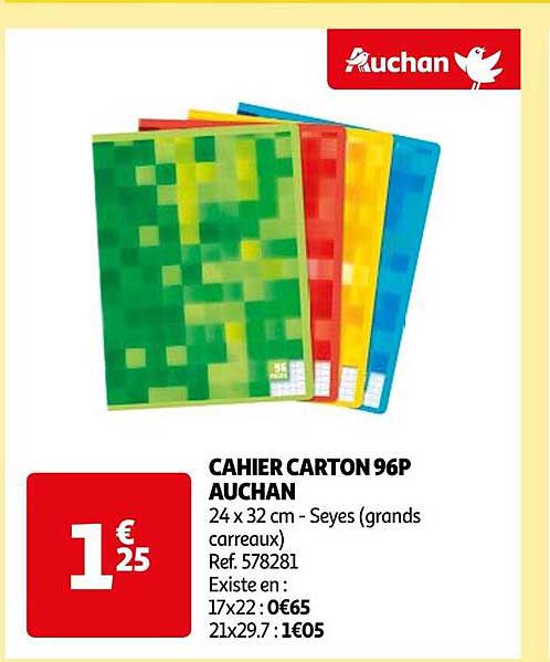 cahier carton 96p auchan