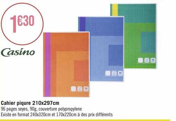 Cahier Piqûre 210 X 297 Cm Casino