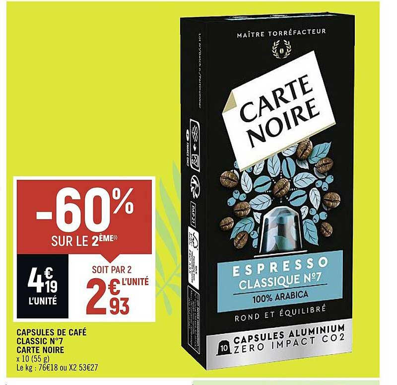 Capsules De Café Classic N°7 Carte Noire