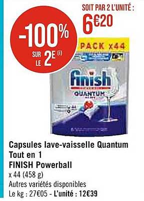 capsules lave-vaisselle quantum tout en 1 finish powerball