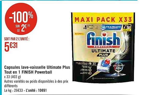 capsules lave-vaisselle ultimate plus tout en 1 finish powerball