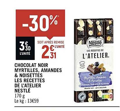 chocolat nori myrtilles, amandes & noisettes les recettes de l'atelier nestlé