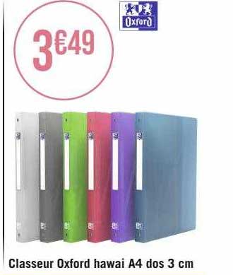 Classeur Oxford Hawai A4 Dos 3 Cm Oxford