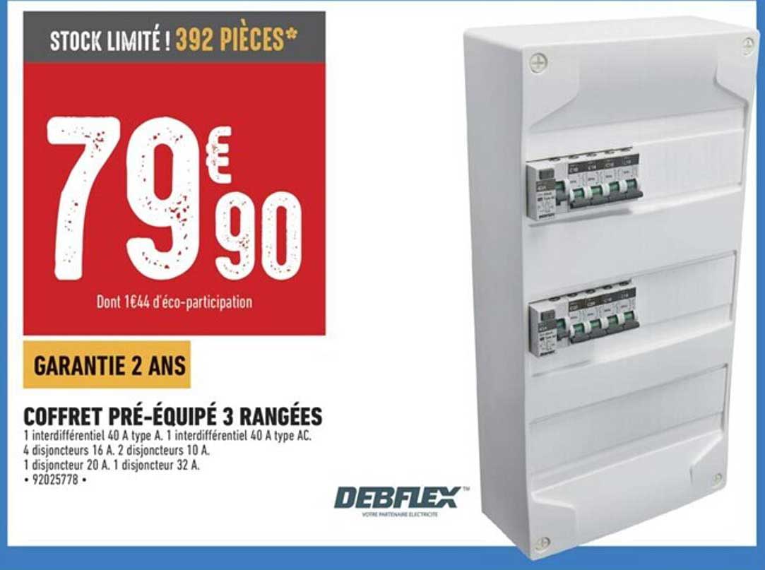 coffret pré-équipé 3 rangées debflex