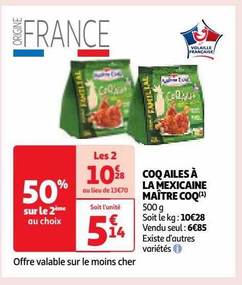 coq ailes à la mexicaine maître coq