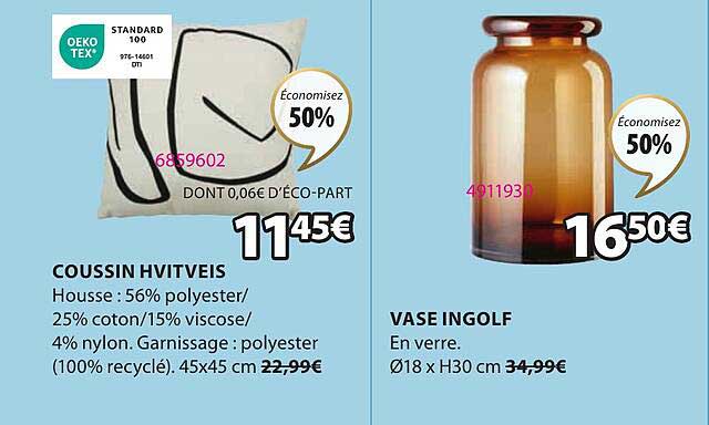 Coussin Hvitveis, Vase Ingolf