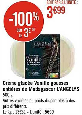 crème glacée vanille gousses entières de madagascar l'angelys