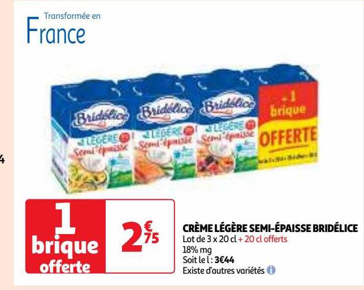 crème légère semi-épaisse bridélice