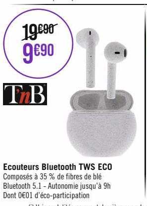 écouteurs bluetooth tws éco t'nb