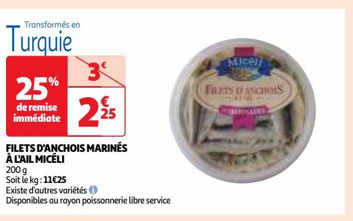 filets d'anchois marinés à l'ail micéli