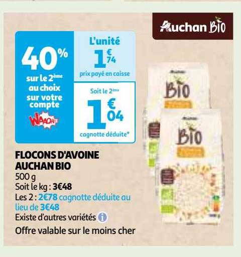 flocons d'avoine auchan bio
