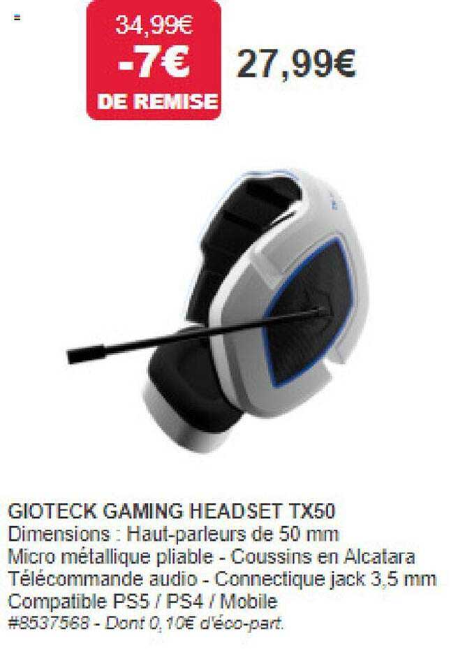 gioteck gaming headset tx50
