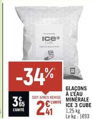glaçons à l'eau minérale ice 3 cube
