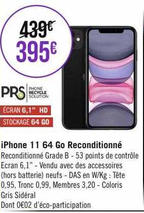 IPhone 11 64 Go Reconditionné Prs