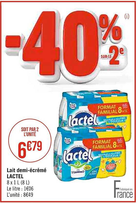 Lait Demi-écrémé Lactel