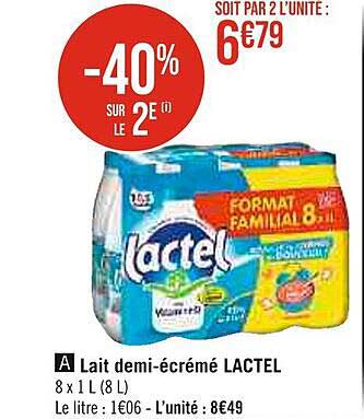 Lait Demi-écrémé Lactel