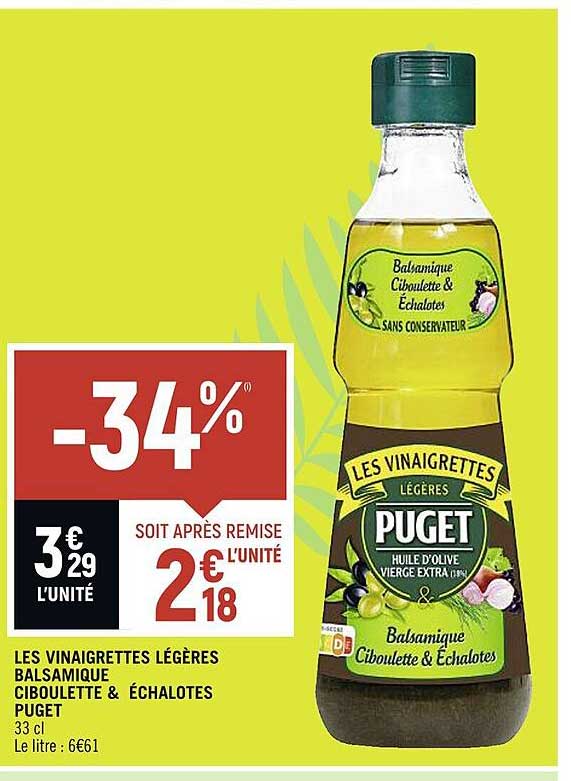 les vinaigrettes légères balsamique ciboulette & échalotes puget
