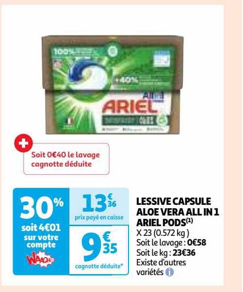 lessive capsule aloe vera all in 1 ariel pods