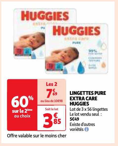 Lingettes Pure Extra Care Huggies