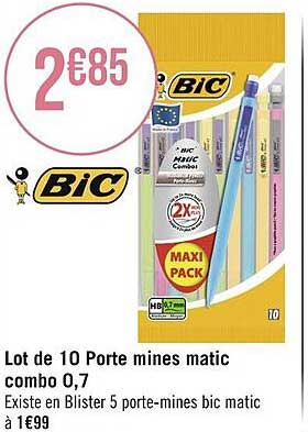lot de 10 porte mines matic combo 0,7 bic