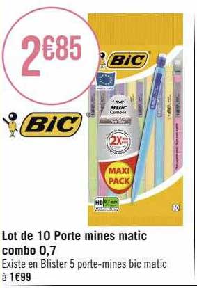 lot de 10 porte mines matic combo 0,7 bic