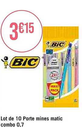 Lot De 10 Portes Mines Matic Combo 0,7 Bic