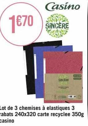 Lot De 3 Chemises à élastiques 3 Rabats 240 X 320 Carte Recyclée 350 G Casino