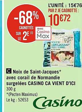 noix de saint-jacques avec corail de normandie surgelées casino ça vient d'ici