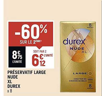 préservatif large nude xl durex