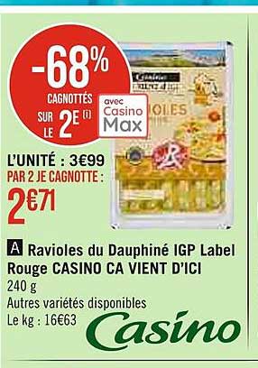 ravioles du dauphiné igp label rouge casino ça vient d'ici