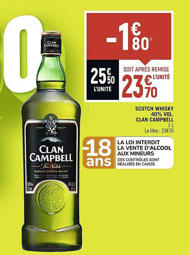 scotch whisky 40% vol. clan campbell