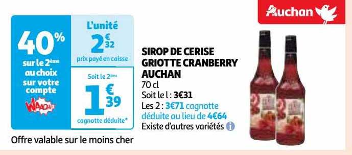 Sirop De Cerise Griotte Cranberry Auchan