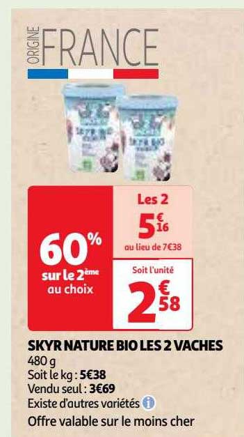 Skyr Nature Bio Les 2 Vaches