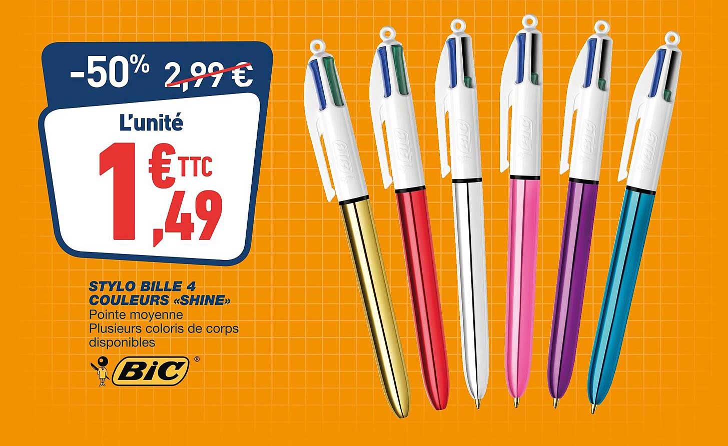 Stylo Bille 4 Couleurs «shine» Bic
