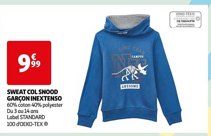 sweat col snood garçon inextenso