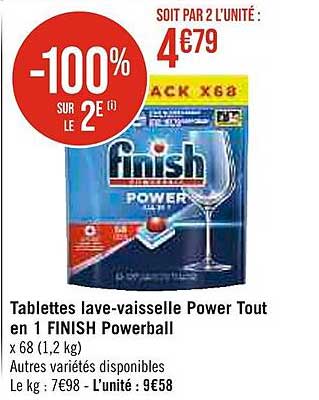 tablettes lave-vaisselle power tout en 1 finish powerball