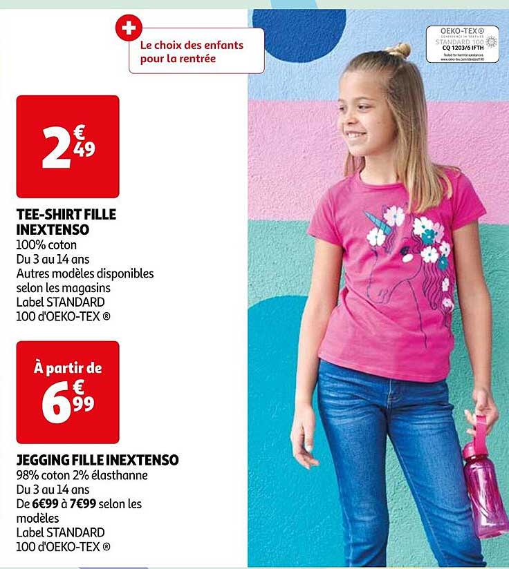 tee-shirt fille inextenso, jegging fille inextenso