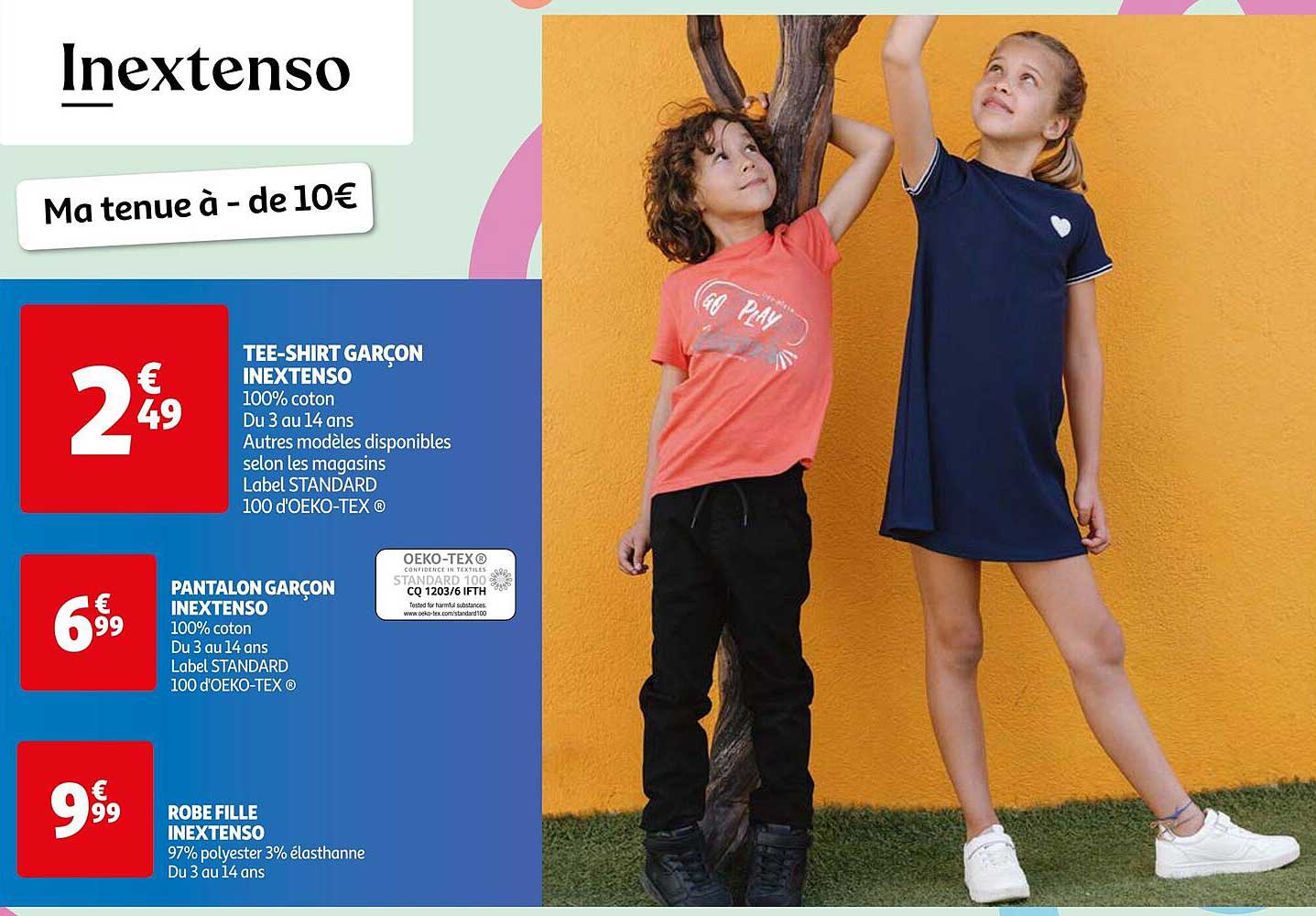 tee-shirt garçon inextenso, pantalon garçon inextenso, robe fille inextenso