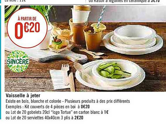 vaisselle à jeter sincère