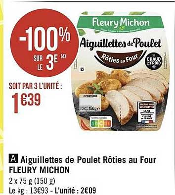 aiguillettes de poulet rôties au four fleury michon