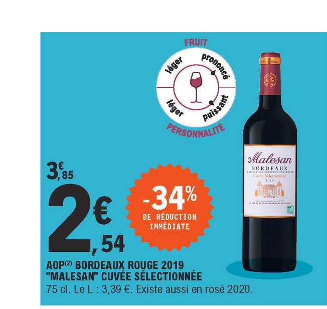 aop bordeaux rouge 2019 "malesan" cuvée sélectionnée