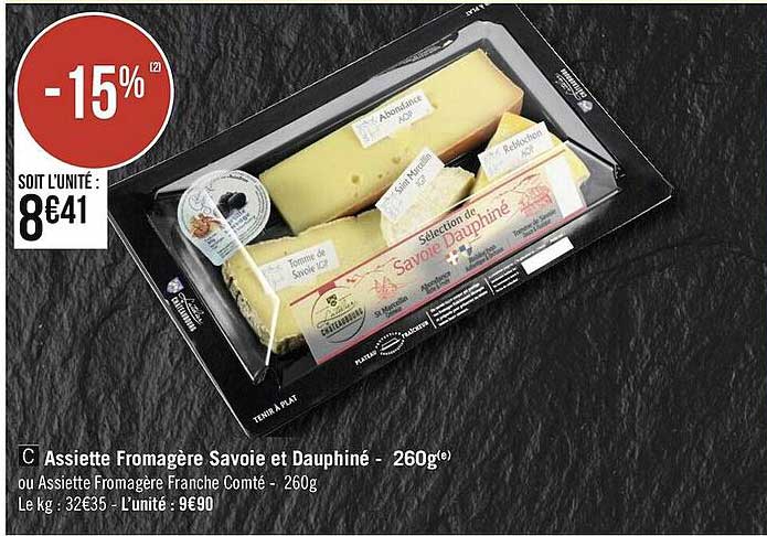 assiette fromagère savoie et dauphiné - 260g ou assiette fromagère franche comté