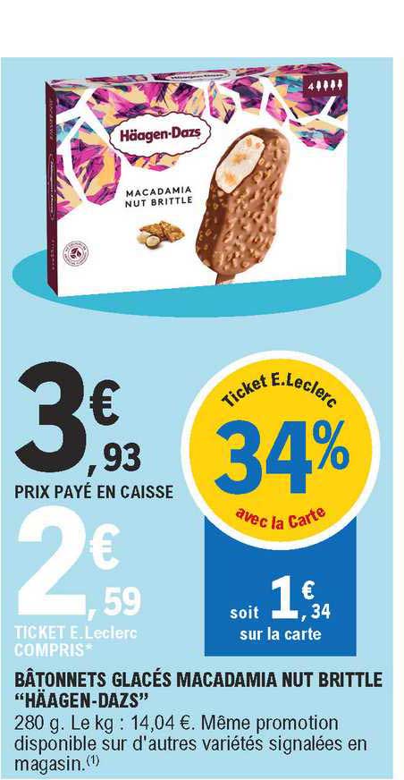 bâtonnets glacés macadamia nut brittle "häagen-dazs"
