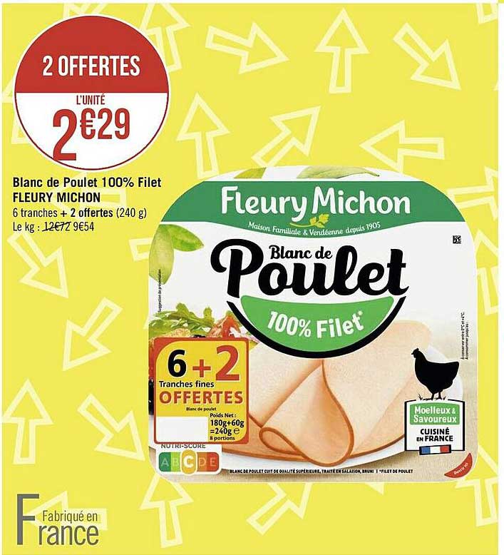 blanc de poulet 100% filet fleury michon
