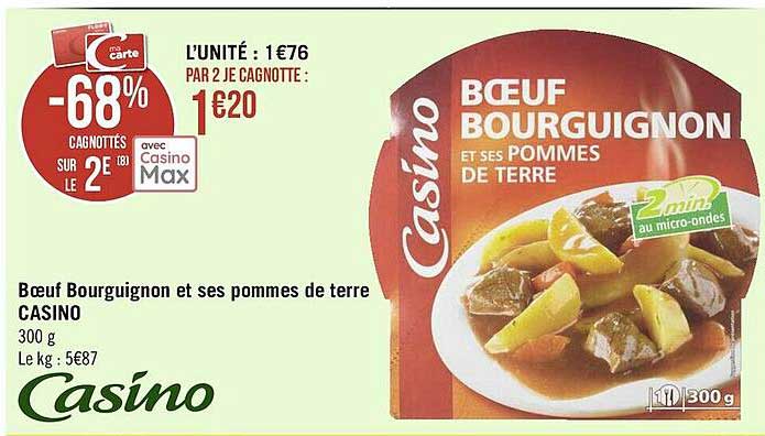 boeuf bourguignon et ses pommes de terre casino