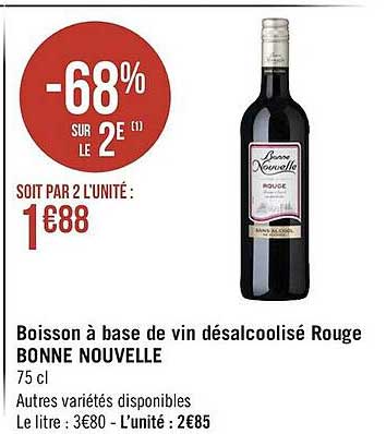 boisson à base de vin désalcoolisé rouge bonne nouvelle