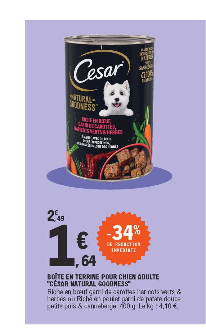 Boîte En Terrine Pour Chien Adulte "césar Natural Goodness"